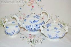 Antique Tea Set 1820s Grainger, Lee & Co Worcester bone china Blue Dragon Teapot