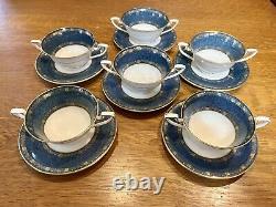 Antique Tiffany & Co. Set Of 6 Bouillon Cups Saucers Royal Worcester England