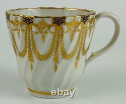 Antique Worcester Coffee Cup & Saucer Flight Period c178388Gold Gilt porcelain