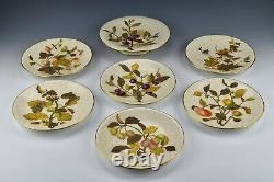 Antique Worcester Royal Porcelain Co. Heavy Enamel Painted Compote and 6 Plates
