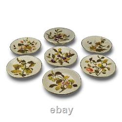 Antique Worcester Royal Porcelain Dessert Cake Set Heavy Enamel Painted 6 Plates