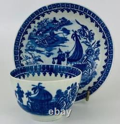 Antique Worcester Teacup / Bowl & Saucer c1776Flight Period PorcelainFisherman