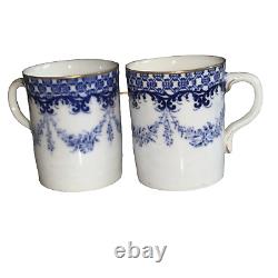 Antique c1912 Royal Worcester Bone China Coffee Set For 6 Blue Floral W5679 Rare