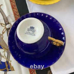 Aynsley Orchard Gold Cup Saucer 4 Set ROYAL WORCESTER plate Vintage Bone China