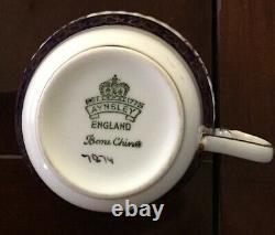 Aynsley Royal Worcester cobalt gold gilt dinner plate rose teacup set for 8 58pc