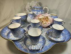 C1880 Royal Worcester Blue Chintz'Lazy Susan' TEA SET W2297 Collamore & Co NY