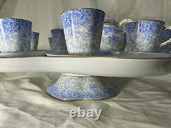 C1880 Royal Worcester Blue Chintz'Lazy Susan' TEA SET W2297 Collamore & Co NY