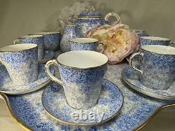 C1880 Royal Worcester Blue Chintz'Lazy Susan' TEA SET W2297 Collamore & Co NY