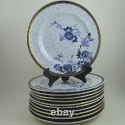 C1881 ROYAL WORCESTER Collamore Blue Vitreous Ironstone 11 Dinner Plate Set