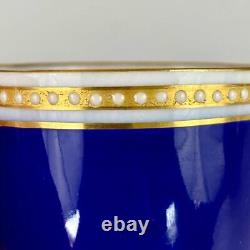 C1913 Antique 6 Royal Worcester Demitasse Cup & Saucer Jewelled Gold Gilt Cobalt