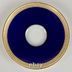 C1913 Antique 6 Royal Worcester Demitasse Cup & Saucer Jewelled Gold Gilt Cobalt