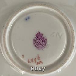 C1913 Antique 6 Royal Worcester Demitasse Cup & Saucer Jewelled Gold Gilt Cobalt