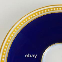 C1913 Antique 6 Royal Worcester Demitasse Cup & Saucer Jewelled Gold Gilt Cobalt