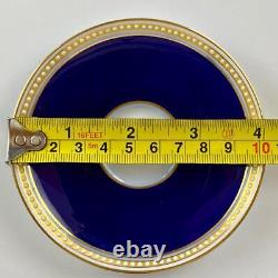 C1913 Antique 6 Royal Worcester Demitasse Cup & Saucer Jewelled Gold Gilt Cobalt