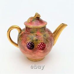 Ca. 1940 Royal Worcester Bone China Miniature'Orchard' Teapot, Creamer & Sugar