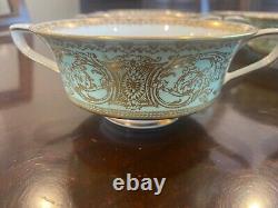 Estate 1951 12 pc Royal Worcester Embassy (Light Green) Cream soup bowl/saucer