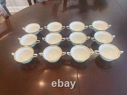 Estate 1951 12 pc Royal Worcester Embassy (Light Green) Cream soup bowl/saucer