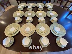 Estate Sale 1951 Service for 12 Royal Worcester Embassy Green Bone China Set