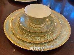 Estate Sale 1951 Service for 12 Royal Worcester Embassy Green Bone China Set