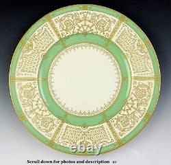 Fantastic Set 11 Cream Green and Gilded 1929 Royal Worcester Dinner Plates