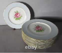 Fine Unused Set of 12 ROYAL WORCESTER Rose Dinner Plates, circa 1940s