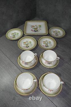 Fine set 4 porcelain Royal Worcester Cups & Saucers plate cake tray 13 pieces