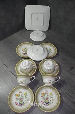 Fine set 4 porcelain Royal Worcester Cups & Saucers plate cake tray 13 pieces