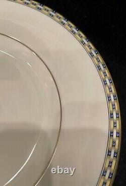 Francesca by Royal Worcester Salad 8 Plate Cobalt & Gold Geometric Band Set/4