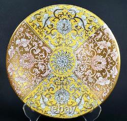 Gorgeous & Rare Set of Six Royal Worcester Polychrome Yellow Blue Orange Plates
