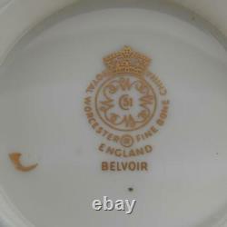 Group Of (6) Royal Worcester Belvoir Blue, Cream Soup Bowl & Saucer Set England