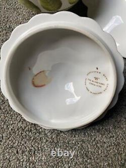 Group of three ROYAL WORCESTER BLIND EARL footed dish covered sugar oval bowl