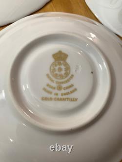 LOT Vintage Royal Worcester Gold Chantilly Bone China Set 29 Pieces