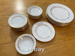 LOT Vintage Royal Worcester Gold Chantilly Bone China Set 29 Pieces