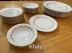 LOT Vintage Royal Worcester Gold Chantilly Bone China Set 29 Pieces