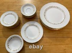 LOT Vintage Royal Worcester Gold Chantilly Bone China Set 29 Pieces