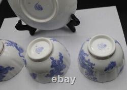 LOT of 4 pcs Royal Worcester Blue Dragon Soup 3 Bowls + 1 Saucer England 1908