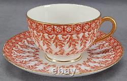 Late 19th Century Royal Worcester W2997 Red Floral & Gold Tea Cup & Saucer