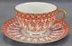 Late 19th Century Royal Worcester W2997 Red Floral & Gold Tea Cup & Saucer