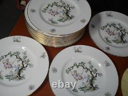 Lot of 15 Royal Worcester England Watteau 10 1/2 Large Dinner Plates vintage