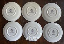 Lot of 5 Royal Worcester China Silver Chantilly Flat Cream Soup Bowls + Saucers