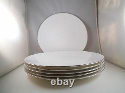 Lovely Royal Worcester England Snow White Platinum Rim Set of 6 Dinner Plates A
