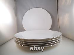 Lovely Royal Worcester England Snow White Platinum Rim Set of 6 Dinner Plates B