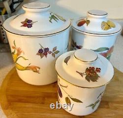 MINT 1961 Royal Worcester Evesham Gold Porcelain Canister Set