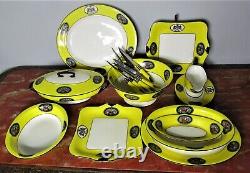 Massive Art Deco ROYAL WORCESTER Armorial China Set with Chinese Design c. 1919