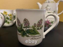 NOS Royal Worcester England Worcester Herbs Fine Porcelain 11 Pc. Coffee Set