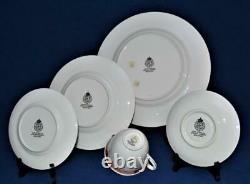 New ROYAL WORCESTER England Rust Red Blue Gold Band BEAUFORT 5 Pc Place Settings