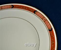 New ROYAL WORCESTER England Rust Red Blue Gold Band BEAUFORT 5 Pc Place Settings