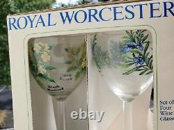 Nos New Royal Worcester Worcester Herbs Wine Glasses 8 Oz 7.25 Set Of 4