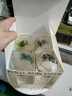 Nos New Royal Worcester Worcester Herbs Wine Glasses 8 Oz 7.25 Set Of 4