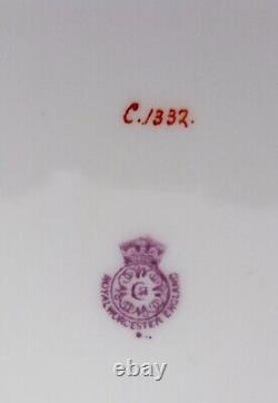 Pair Royal Worcester 1918 Gold Scroll Floral Cobalt Blue Cabinet Plates 10 3/8